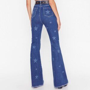 Star Print Flare Jeans NWOT